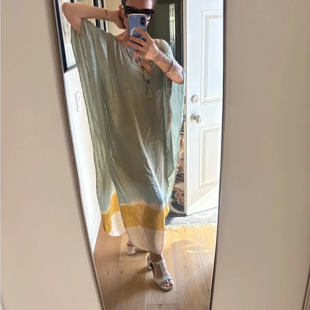 Indah Ombre Tassel Kaftan Maxi Dress Beach Cover Up Boho One Size